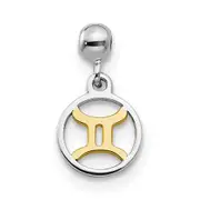 Sterling Silver Mio Memento Rhodium-Plated Gold-Tone Dangle Gemini Charm