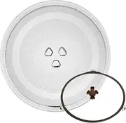 [YAYODS] 9.6"/24.5cm Microwave Glass Plate Microwave Glass Turntable Plate Replacement Microwave Tray for Kenmore, Panasonic, Samsung, Sunbeam with Microwave Turntable Coupler and Microwave Roller Ring