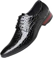 ZJSCNBE Men's Pointed Toe Leather Shoes Stylist Trendy Leather Shoes Glossy Face Stone Pattern(Black,40)