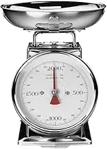 GASTROBACK 30102 Classic 2 kg with Tare Function Kitchen Scale Analogue with Weighing Tray Polished, Silver Stainless Steel, 1-Pack