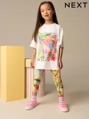 White Sequin Unicorn Oversized T-Shirt and Leggings Set (3-16yrs) (E45360) | $39 - $53