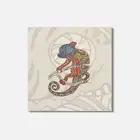 Chameleon Doodle Waves Pattern Animal 4'' X 4'' Square Wooden Coaster