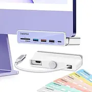 TWOPAN USB C Hub Multiport Adapter for iMac M4/M3/M1, 7-in-1 iMac 2024/2023 Docking Station - 4K HDMI, USB 3.2 Ports, SD/Micro SD Card Reader, 7 Color Panels
