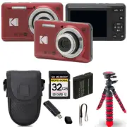Kodak PIXPRO FZ55 Digital Camera (Red) +Spider Tripod + Case -32GB Kit
