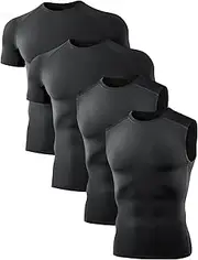 [Dalavch] 4 Pack Compression Shirts and Tank Tops Men Short Sleeve/Sleeveless Athletic Undershirt for Sport