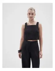 [Unison] Sleeveless Linen Top in Black