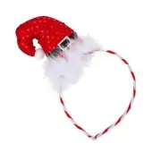 Little Red Sequins Santa Claus Hat White Fur Stripes Headband
