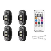 4PCS Wireless LED Strobe Lights with Remote Control, 8 Colors USB Charing Waterproof Emergency Warning Lights