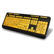 Adesso AKB-132UY Keyboard Usb Luminous 4X Large Print Multimedia Desktop Bk Yw