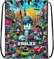 EZB Ro-blox Drawstring Backpack | 36x30cm Midi Sized | Multi-Use: Sports, PE Kits, Gym, Lunch, Holiday, Beach | Fun Unique Design Pump Bag | Ro-blox Theme, Black