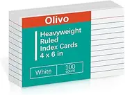 Index Cards 4x6 Lined Ruled Flash Note Cards 4" x 6", White, 100 Count, 220 GSM Heavy Weight