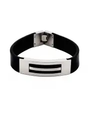 [Cudworth] Stainless Steel And Leather Bracelet in Black
