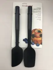 New KitchenAid Set of Two Heavy Durable Black Spatula Set