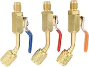 Refrigerant Ball Valve : Angled Compact Brass Valve for R134A R410A R22 and R12 Charging Hoses or Manifold, Exact Refrigerant Ball Valve for Air Conditioning Systems