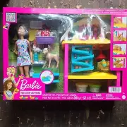 Barbie Hatch & Gather Egg Farm Doll Playset Petite Brunette Doll with Dough Mold