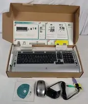 Logitech S510 Wireless Keyboard Artic Silver with Mouse, CD, USB Dell NIB