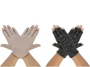 [MaoXinTek] UV Protection Driving Gloves Women Thin Fingerless Sunblock Gloves Short and No-slip, Special for Girl Lady Summer Outdoor Cycling Fishing Golfing (2 Pairs)