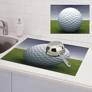 golf ball Dish Drying Mats for Kitchen Counter, Absorbent Microfiber Kitchen Dishes Drainer Mat Large Dish Drying Pad with Hook Coffee Mat Kitchen Accessories 18x24 Inch
