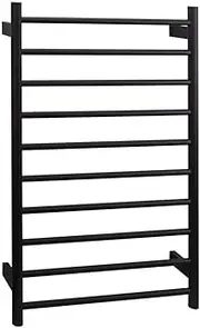 Aguzzo EZY FIT Heated Towel Rail - Round Tube - Dual Wired - (W600mm x H920mm) - Matte Black (Model: AGZHTR-RND-600-0855-B)