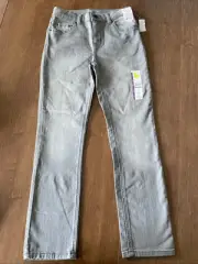 new Wonder Nation stretch adjustable waist Boys Grey Denim Jeans, Size 14slim