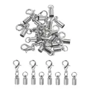 10Pcs Cord End Caps, 3.5mm End Caps Barrel Beads Kumihimo Iron (Dark Silver)
