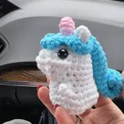 Unicorn plush crochet Blue Hair Bangs Wobble amigurumi soft handmade toy