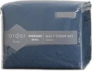Ardor Boudoir Eddison Microfibre Quilt Cover Set, Cornflower, Single