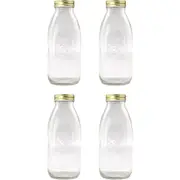 4x Lemon & Lime Roma 1L Glass Conserve Sauce Bottle 22.5cm Kitchen Container Jar