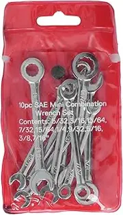 10Pcs Mini Ratcheting Wrench Set, Small Combination Spanner Set, Box End and Open End Ratcheting Wrench Set with Storage Pouch, Flexible for Home, Bike, Car Repairs