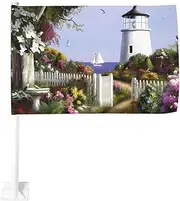 Lighthouse Diamond Painting Car Flags Double Sided Car Window Flag Car Window Clip Flag Decoration Banner Garden Flag 12 X 18 Inch