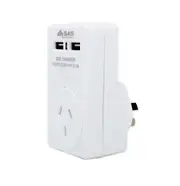Ozoffer USB Charger 2 Ports And Socket Adaptor 10 AMP 240 Volt