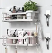 Shower Caddy Bathroom Shelf, No Drilling Traceless Adhesive Bathroom Storage Org