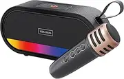 Outdoor Dj Party Portable Music Player Colorful Led Light Mini Sound Box Karaoke Speaker With Microphone Singing Speaker With 1 Wireless Mic And Light, Toys For Birthday Party (SPK009)