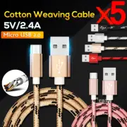 5X Micro USB Fast Charging Data Cable Sync Type A to B 5 Pin Male Charger Cord