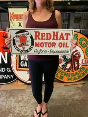Antique Vintage Old Style Sign Redhat Motor Oil Made in USA