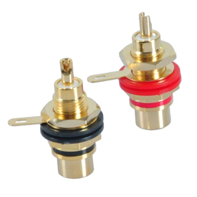 1 Pair RCA Terminal Plug Female Connector Gold Plated for Guitar Amplifier