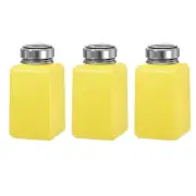 3pcs 6.8 Oz/200ml Alcohol Push Down Pump Dispenser Bottle Press, Yellow