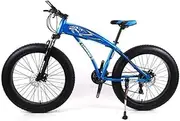 Mountain Bike Mens Mountain Bike 7/21/24/27 Speeds, 26 inch Fat Tire Road Bicycle Snow Bike Pedals with Disc Brakes and Suspension Fork,Blue,7 Speed