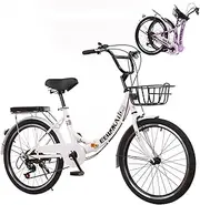 Folding Bike 20/22/24/26 inch, Unisex Adult Mountain & Commuting Bikes, High Carbon Steel, 7-Speed, Premium Ladies Foldable Bicycle Adjustable Height