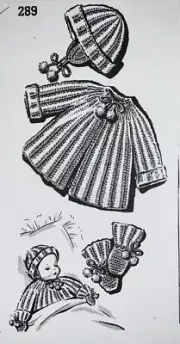 289 Vintage BABY SET (hat, jacket, mittens) Pattern to Crochet (Reproduction)