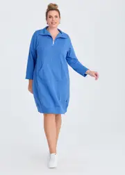 [Taking Shape] Taking Shape Zip Collar Sweat Dress Size 16 in Malibu Blue, Cotton - Plus Size Women's Clothing Malibu Blue