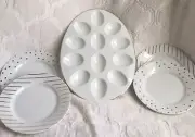 Threshold Deviled Egg Platter W/ Gold Accents, Plus 4 Matching Appetizer Plates