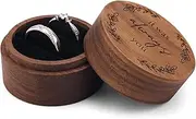 NQEUEPN Wooden Ring Box, Round Wood Ring Boxes Romantic Rustic Small Engagement Ring Box Jewelry Holder Storage Case for Proposal Wedding Ceremony Anniversary Birthday Gift