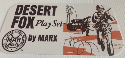 MARX DESERT FOX PLAYSET BATTLEGROUND LICENSE PLATE ALUM 6"X12" DEPICT MARX TOYS