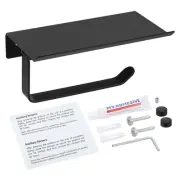 Toilet Paper Holder with Shelf, Removable Self-Adhesive Holder with Phone, Black