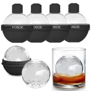 Silicone Ice Ball Molds for Whiskey - Set of 4 Round Makers with Lids for