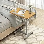 Overbed Table with Wheels, Laptop Desk Height Adjustable Over Bed Sofa End Table Mobile Computer Desk for Hospital Nursing Reading Eating