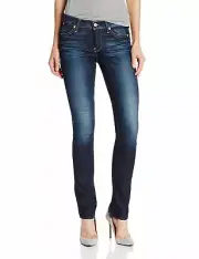 NEW 7 FOR ALL MANKIND $198 MODERN STRAIGHT JEANS IN RICHE TOUCH SZ 28