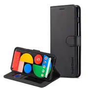 For Google Pixel 5 Case SupRShield Wallet Leather Flip Magnetic Stand Case Cover (Black)