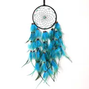 Dream Catcher Blue Tree Of Life With Feathers, Mobile Led Fairy Lights Handmade Indians Traditional Circular Net Compatible